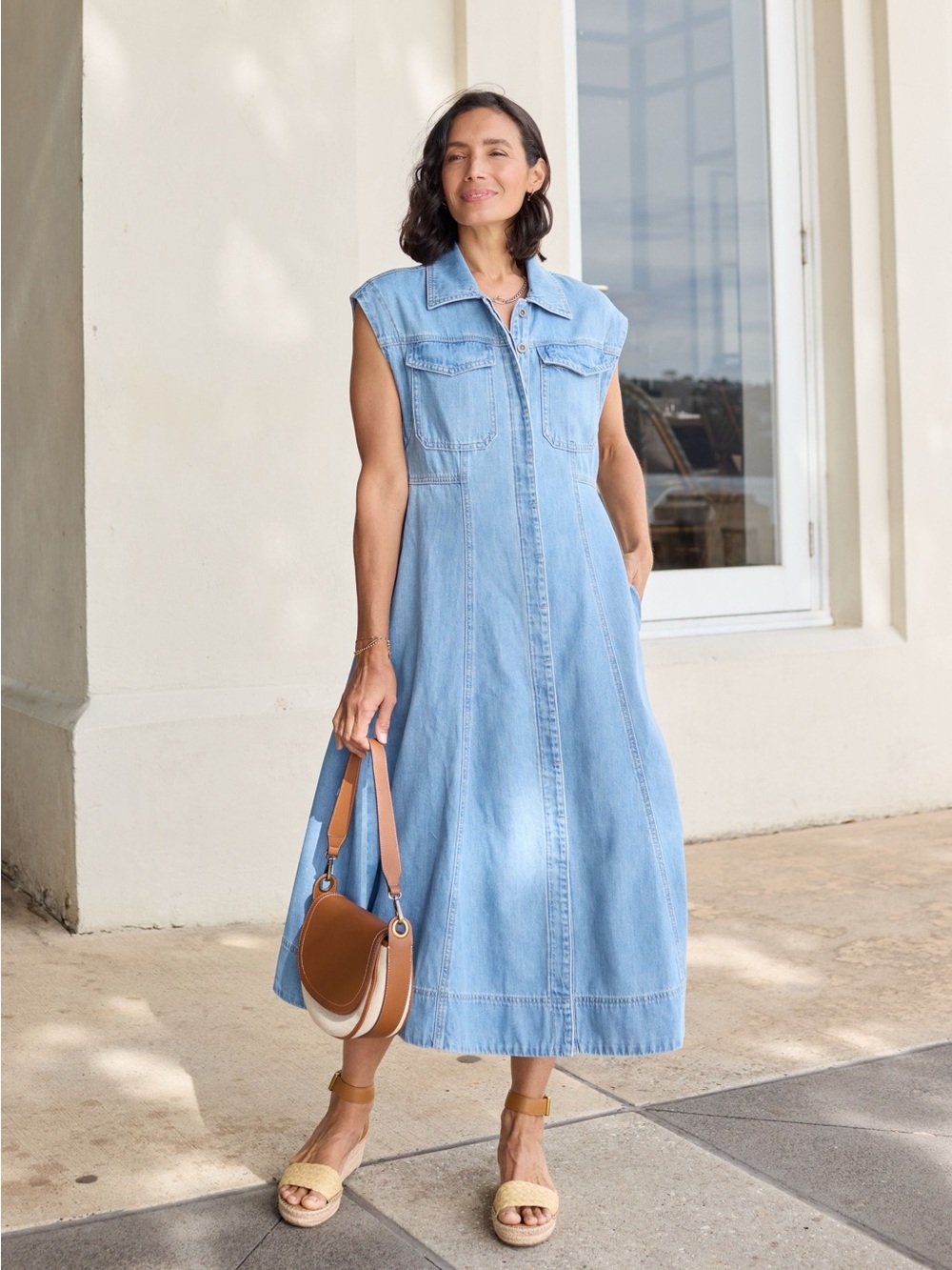 MAYE - RUMI DENIM SHIRTDRESS - light blue